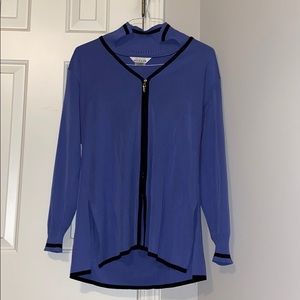 Exclusively Misook periwinkle zip up long sleeve